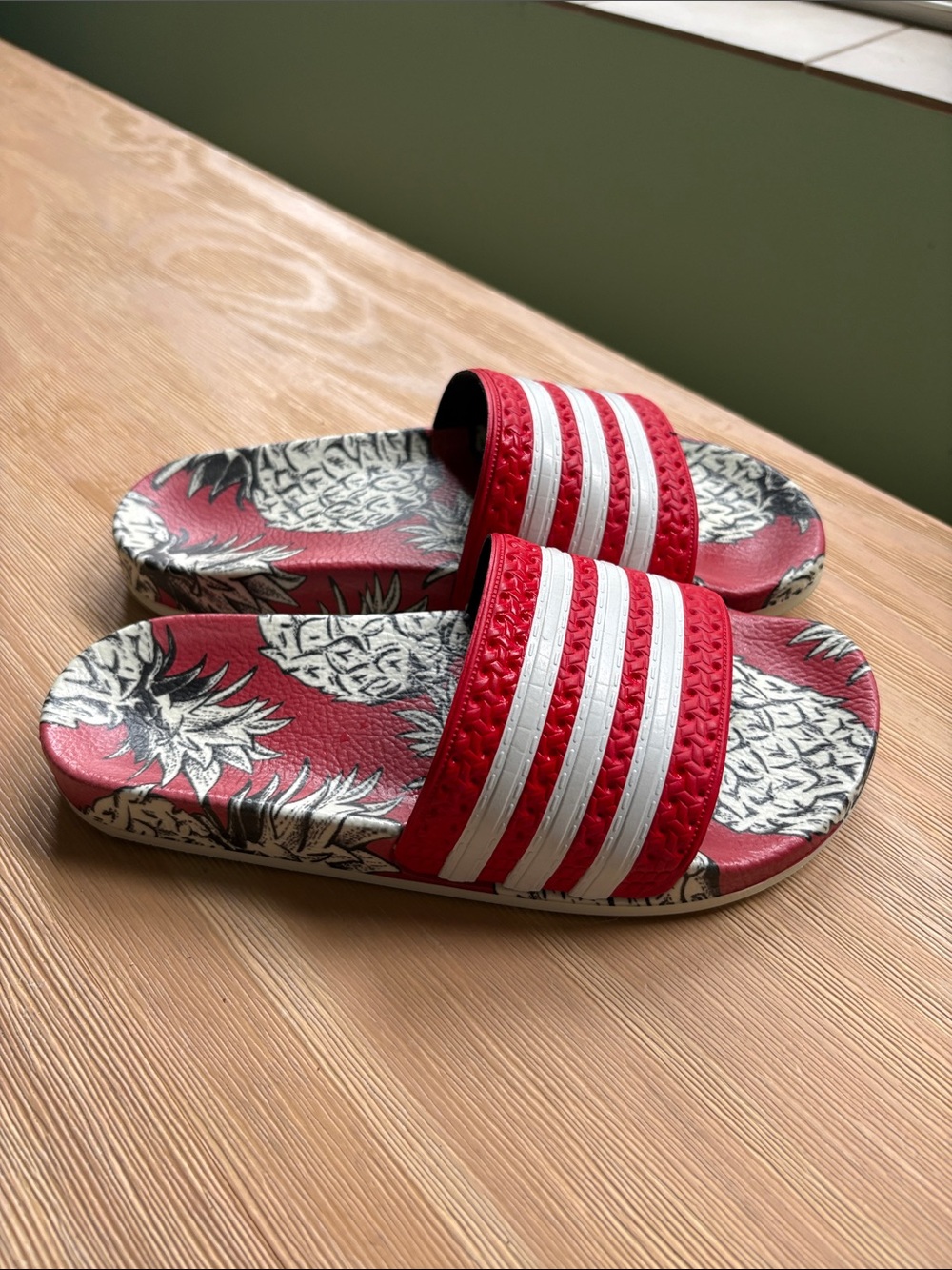 Rare Adidas Red Pineapple Slides